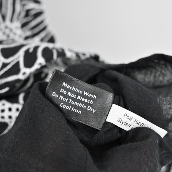 BOSTON PROPER Embroidered Dress Sz 6 Black White Floral Puff Sleeve Flounce Hem‎ - Picture 14 of 15